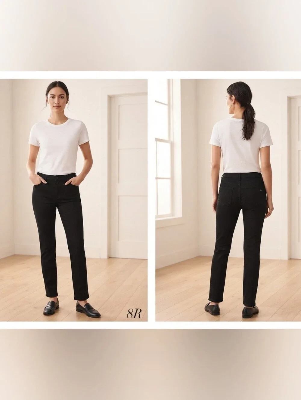 White House Black Market Black Slim Leg Career Pants Size 8R Office Minimalist